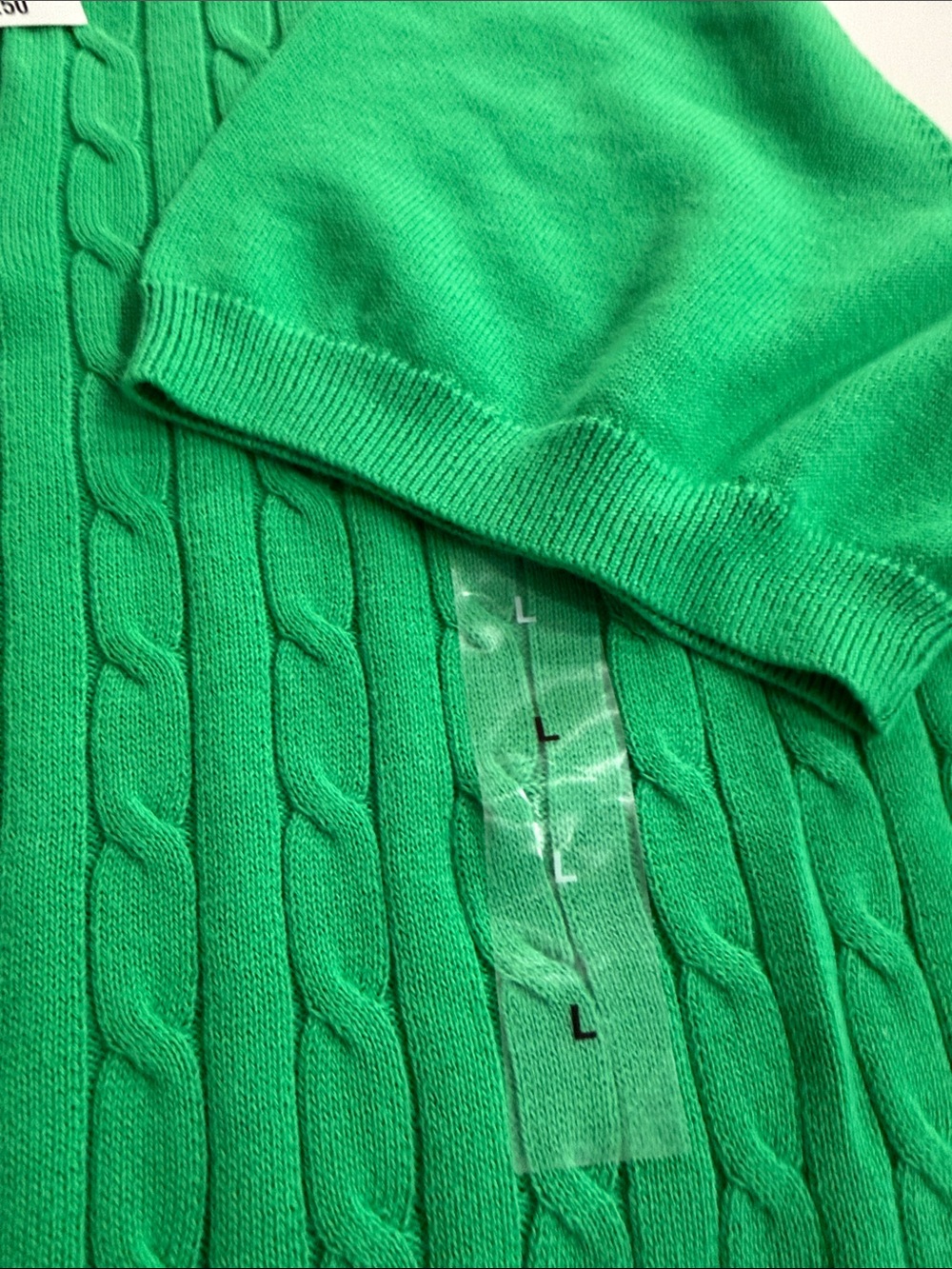 Club Room Bright Green Cable-Knit Polo Sweater - Picture 3 of 4